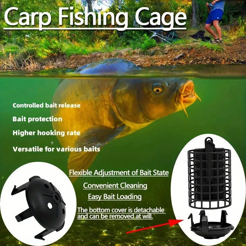 Iron Carp Bait Basket Set Detachable Bottom Dispenser Controlled Release Feeder