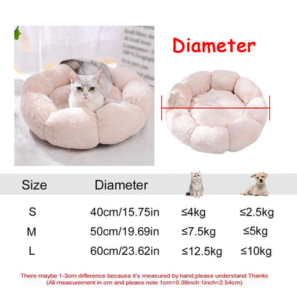 40-90cm Cat Bed Plush Round Soft Warm Cushion for Dog Pet Winter Sleeping