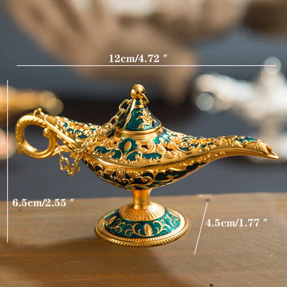 12cm Classic Aladdin Magic Genie Lamp Incense Burner Retro Wishing Oil Decor