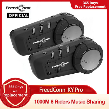 Motorcycle Helmet Intercom Freedconn KY Pro Bluetooth Headset 6 Riders 1000m