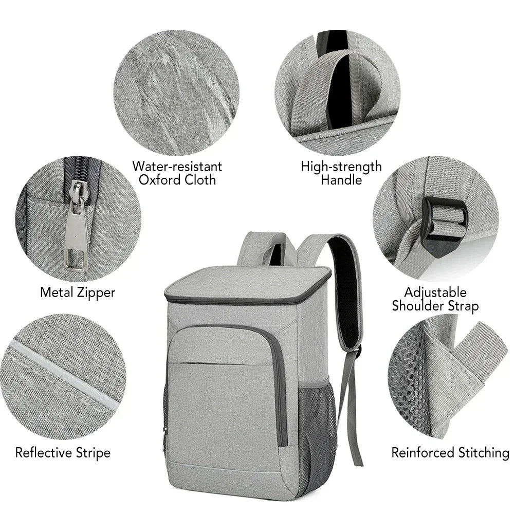 30L Insulated Cooler Backpack Leakproof Lunch Bag for Camping & Picnic
