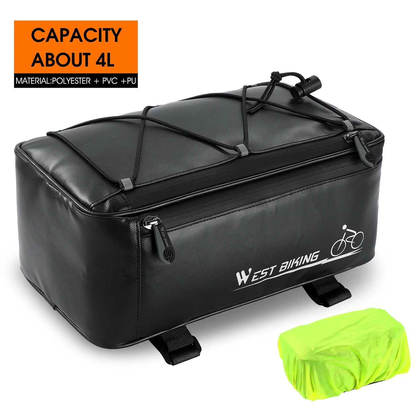 4L Waterproof Bike Rack Bag Bicycle Rear Pannier with Rain Cover