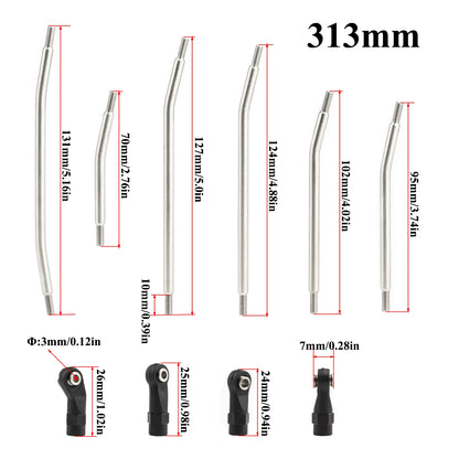 313/324mm Metal Upper Lower Link Set Plastic Rod Ends 1/10 RC Crawler SCX10 II