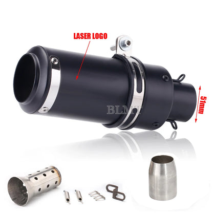Universal Stainless Steel Slip-On Exhaust Muffler Carbon Look with DB Killer 51-60mm