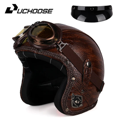 Uchoose Retro Motorcycle Helmet Open Face Chopper ABS Material Vintage