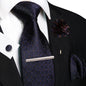 Men's Plaid Tie Clip Set with Pocket Square Cufflinks Wedding Accessories