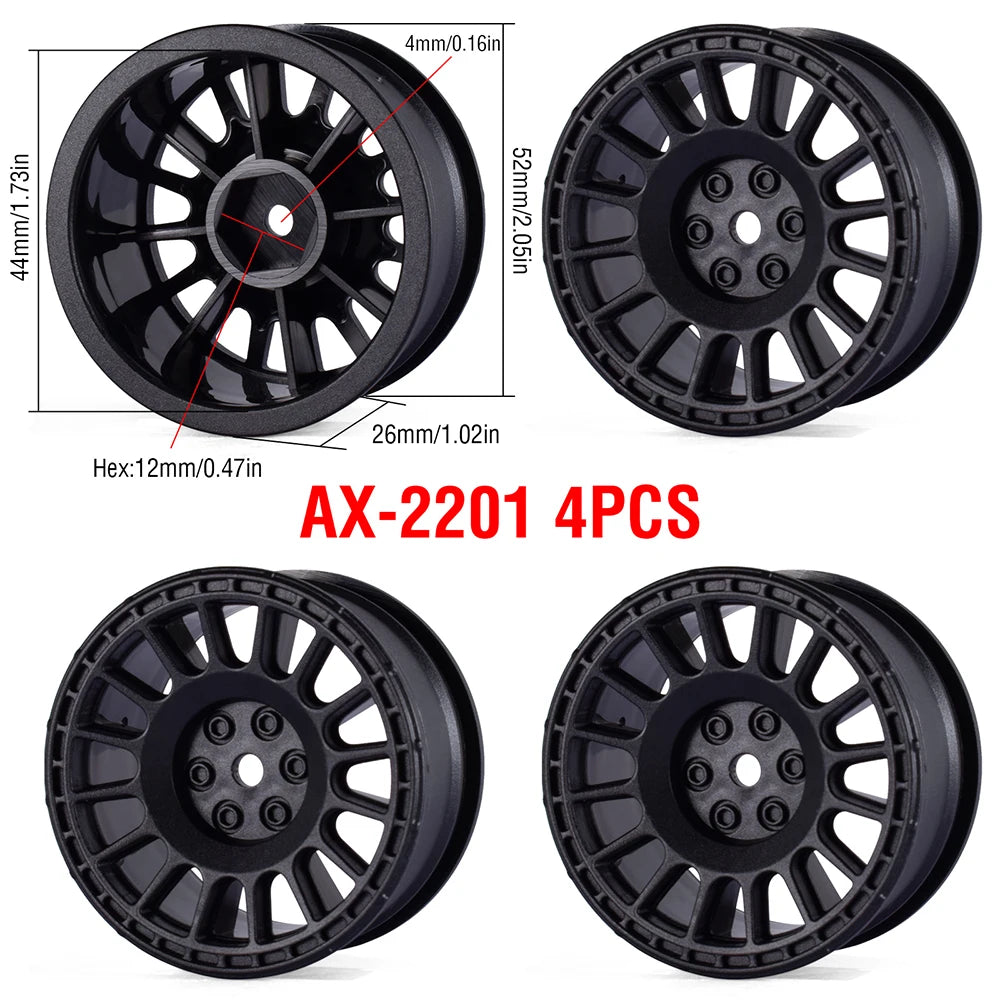 1/10 RC Wheels & Tires Set 12mm Hex On-Road Drift/Rally for Tamiya TT-02 Compatible Chassis