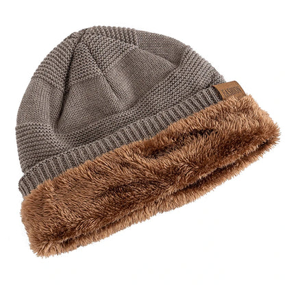 Faux Fur Lined Winter Beanie Hat Slouchy Cap Warm Unisex for Men Women