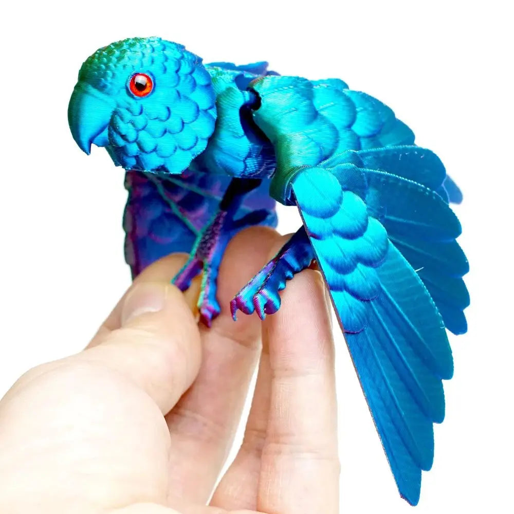 3D Printed Parrot Animal Statue Bird Flexible Model with Moveable Wings