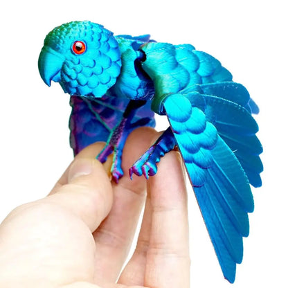 3D Printed Parrot Animal Statue Bird Flexible Model with Moveable Wings