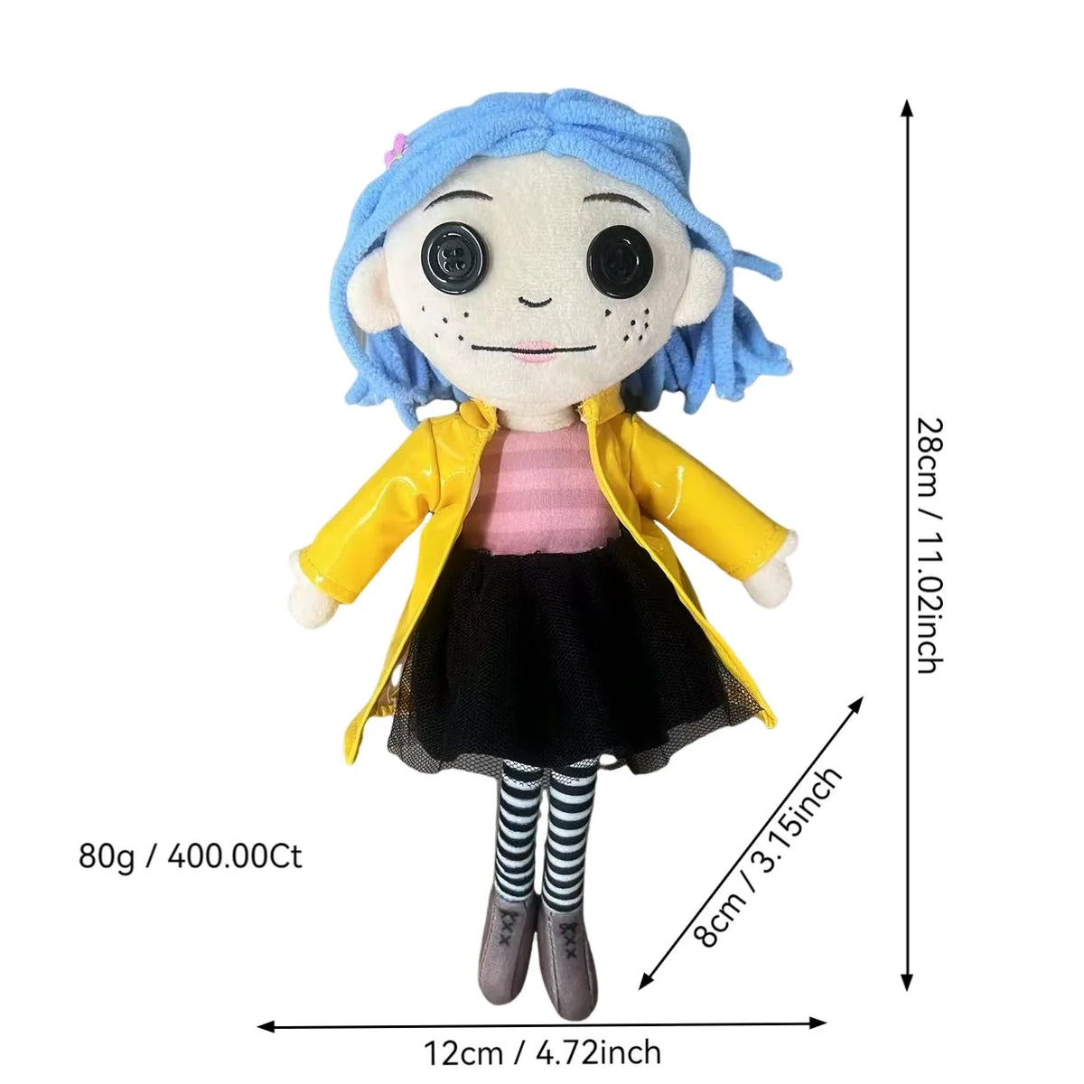 Coraline Plush Doll 28cm Soft Kawaii Figure Toy Cute Birthday Gift