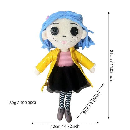 Coraline Plush Doll 28cm Soft Kawaii Figure Toy Cute Birthday Gift