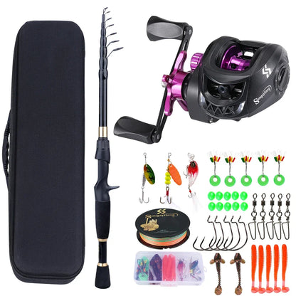 1.8-2.4m Telescopic Rod Reel Set Sougayilang 7.2:1 Freshwater Fishing Kit