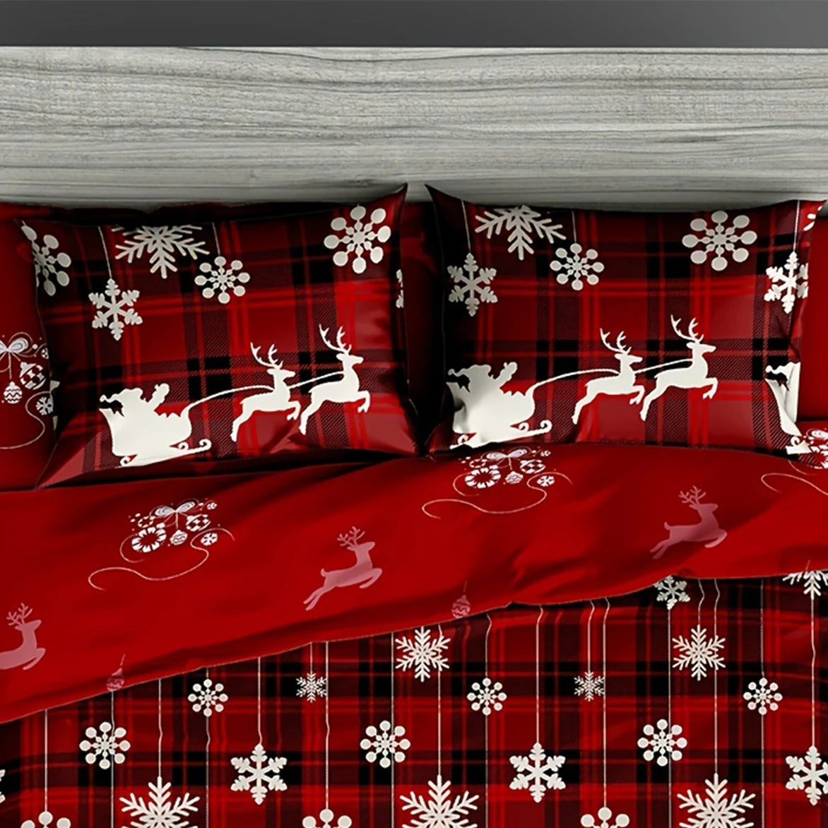 3-Piece Christmas Duvet Cover Set Reversible Bedding Quilt Double King Size