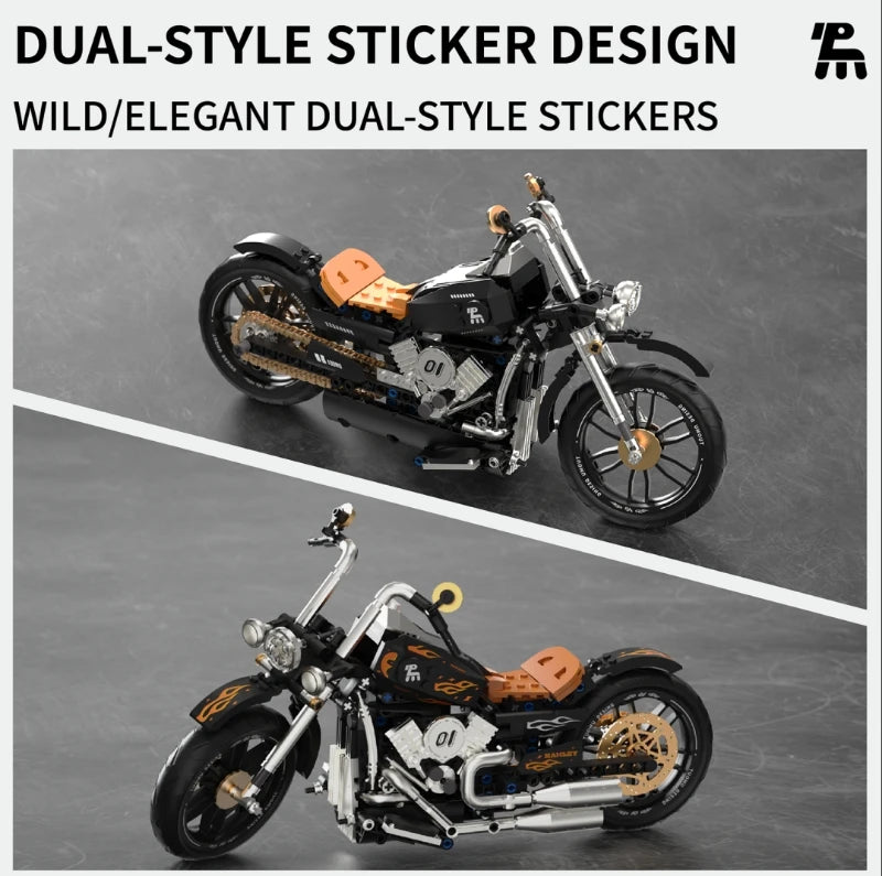 Retro Racing Motorcycle Building Blocks Model City Motorbike Bricks Toy Gift Set