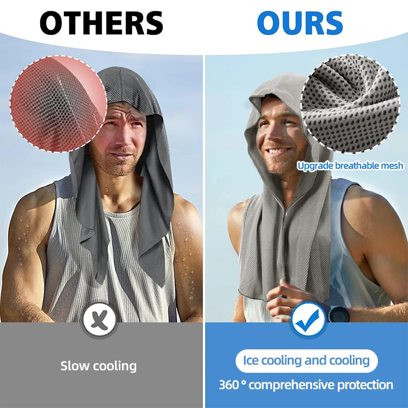 Cooling Hoodie Towel Evaporative Gym Sports Fitness Instant Cool Towel