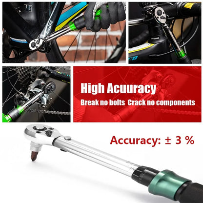 1/4'' Drive 2-24N.m Precise Double Scale Torque Wrench Set MTB Bike Socket Spanner Bicycle Motorcycle Ratchet Repair Toolbox Kit-EXPROTAS