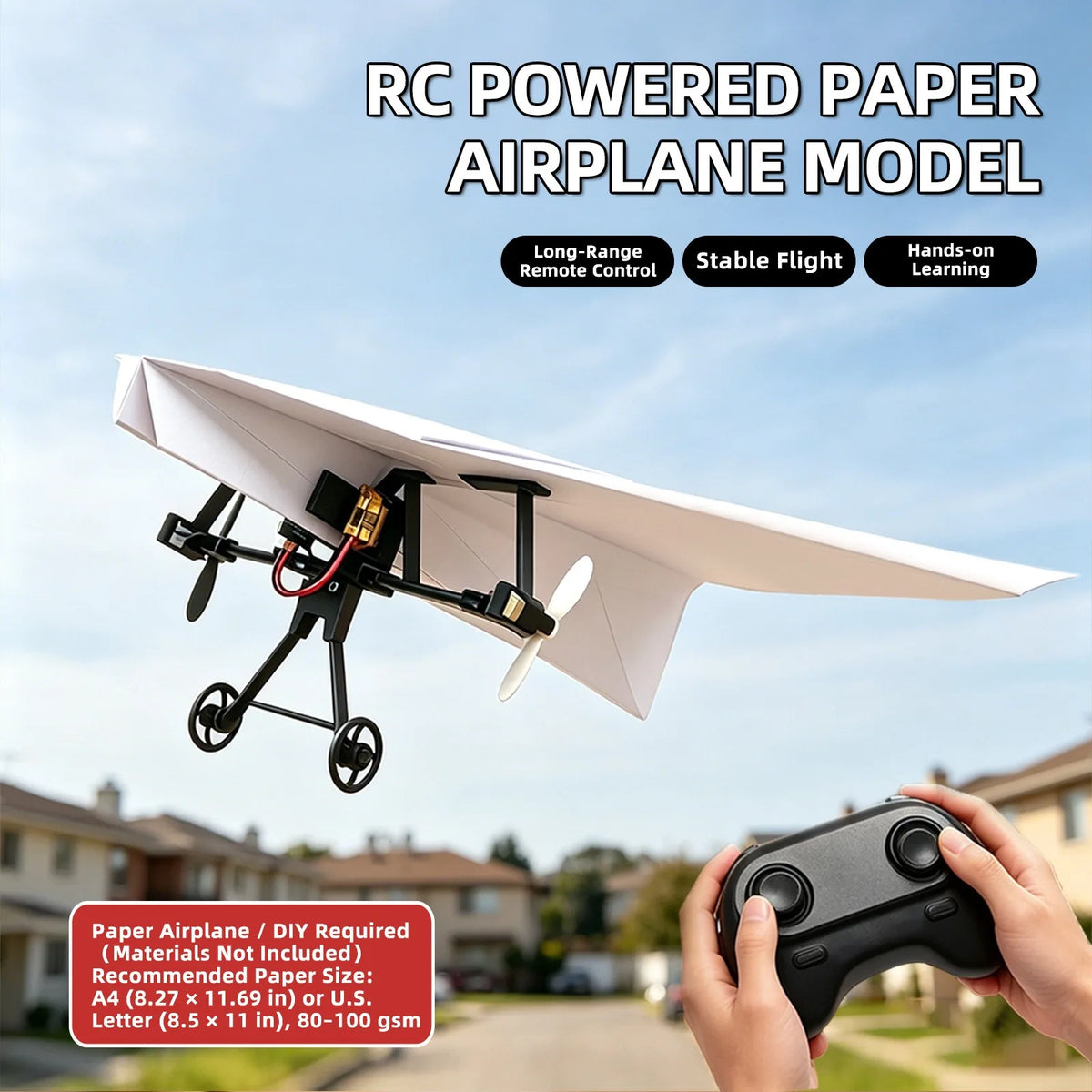 Remote Control Paper Airplane Electric RC DIY Toy Model Flying Propellers