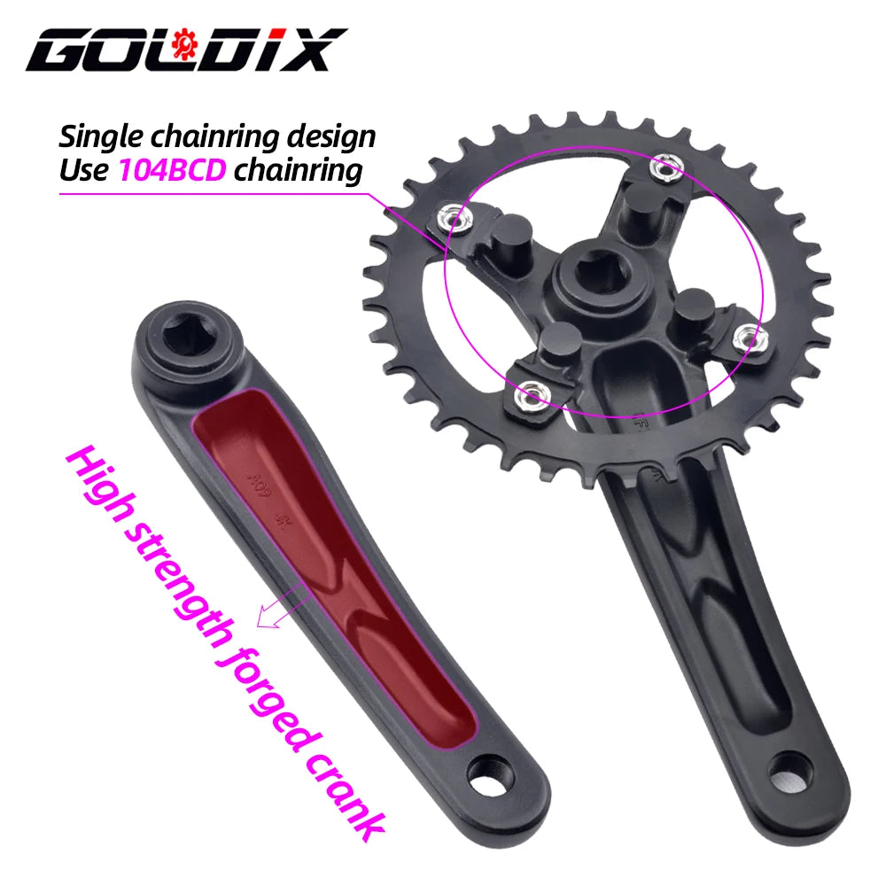 GOLDIX 104BCD Square Taper MTB Crankset Single Chainring 170mm Forged Alloy - EXPROTAS