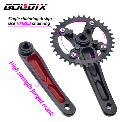 GOLDIX 104BCD Square Taper MTB Crankset Single Chainring 170mm Forged Alloy - EXPROTAS