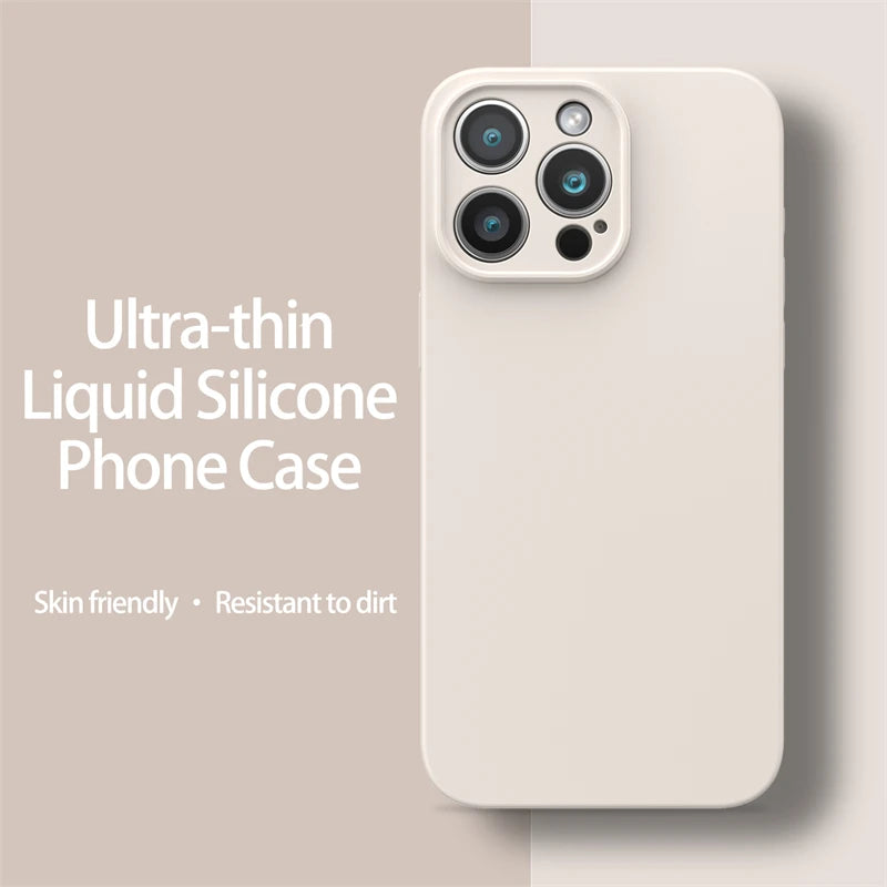Ultra-Thin Liquid Silicone Case for iPhone 13-16 Pro Max Plus Soft Cover