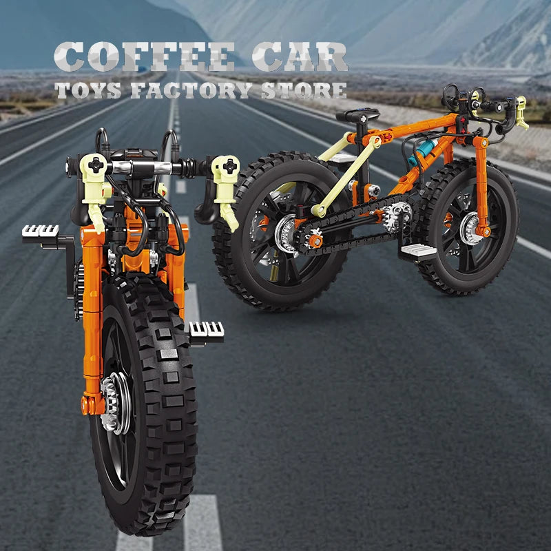 Mechanical Motion Bicycle Building Blocks MOC Mountain Bike STEM Model Toy Gift