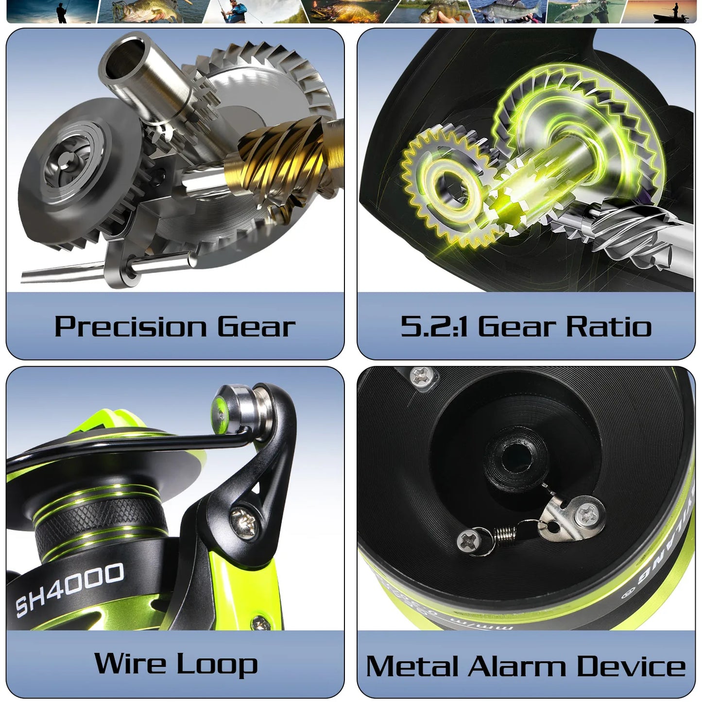Sougayilang Spinning Fishing Reel 5.2:1 Max Drag 1000-7000 Series Metal Spool