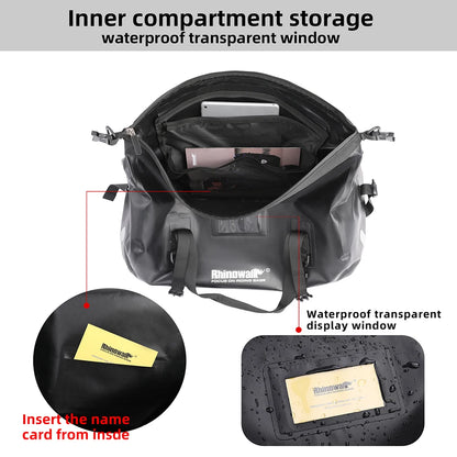 Rhinowalk Waterproof Motorcycle Tail Bag 45L PVC Saddle Dry Luggage Outdoor Back Sear Pack Motorbike Pannier Shoulder Bag Travel
