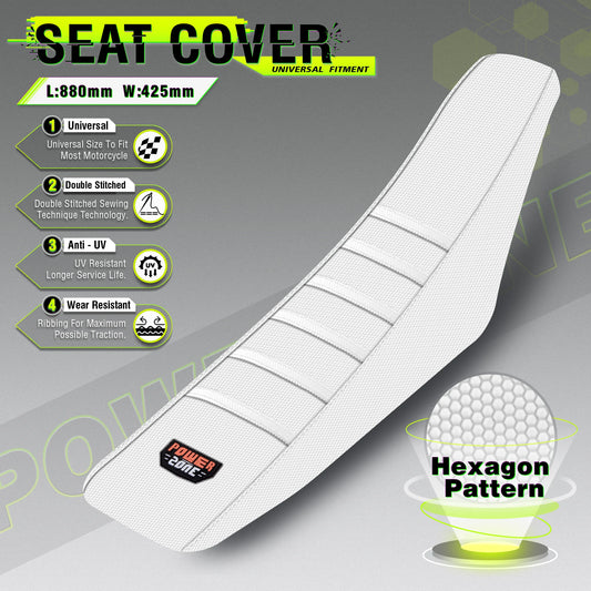 Powerzone White Seat Cover Soft Waterproof Non-slip Ribbed Motorcycle Seat Cover For SXF EXC KXF CRF YZF WR TC TE - EXPROTAS