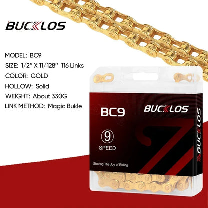 BUCKLOS 8-12 Speed Bike Chain MTB Road Bicycle Chain 116L Shimano SRAM