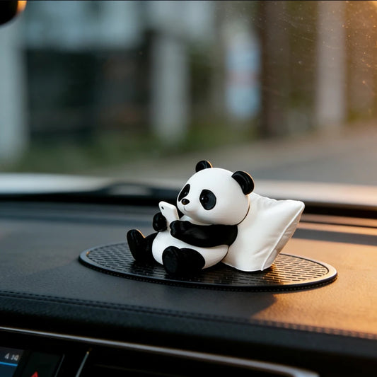 Panda Car Decor Sculpture Desktop Animal Figurine Decoration Model