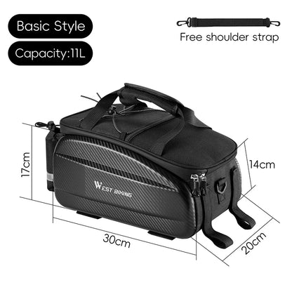 Bicycle Rear Bag Hard Shell Expandable Pannier Rack Carrier for MTB