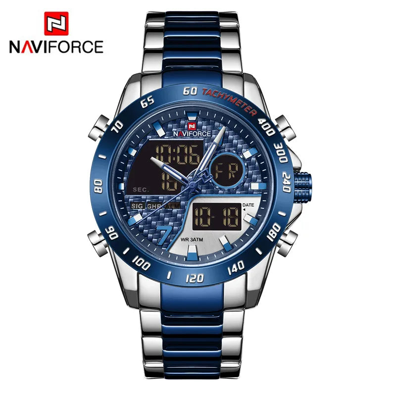 NAVIFORCE Men's Digital Sport Watch | LED Quartz Waterproof Luminous Military Style