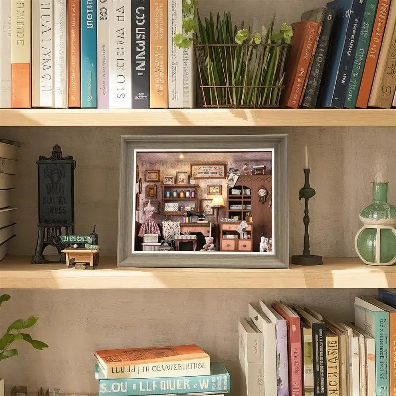 DIY Wooden Book Nook Mini Dollhouse 3D Puzzle Kit Bookshelf Insert Decor Gift - EXPROTAS