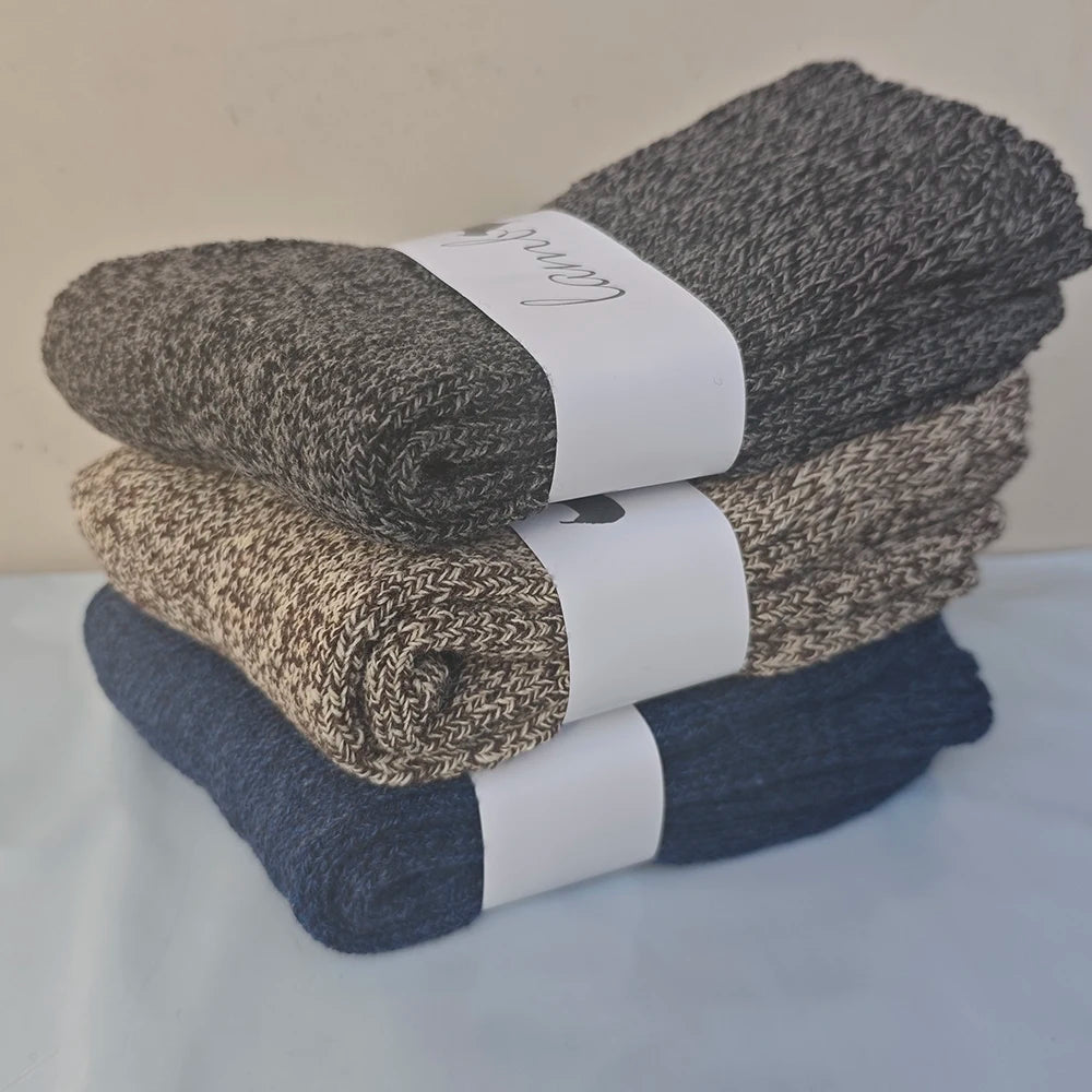 3 Pairs Merino Wool Socks Mens Thick Thermal Hiking Work Boot Winter