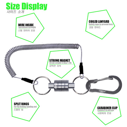Magnetic Net Release Holder w/ Lanyard Fly Fishing Tool Carabiner Clip