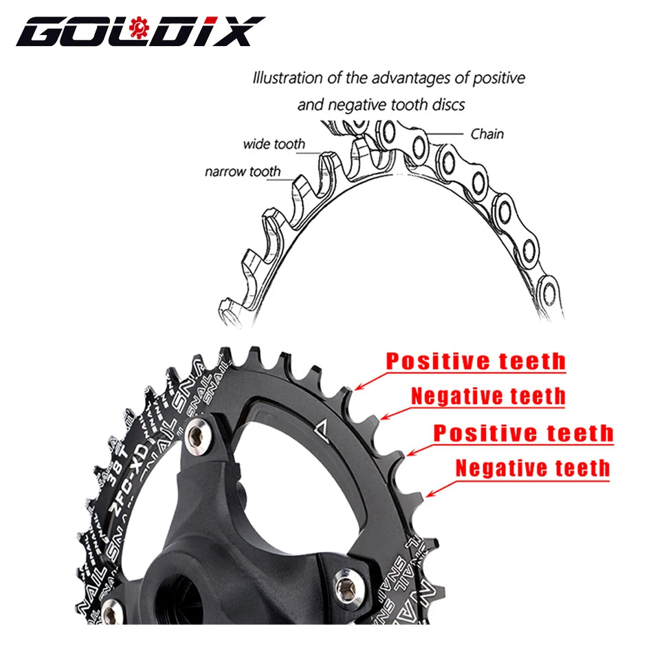 GOLDIX Square Hole MTB Crankset, Aluminum Alloy, 170/175mm, 104BCD 32-42T Narrow Wide