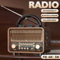 Rechargeable Battery Retro Portable Radio AM FM SW USB AUX for Home