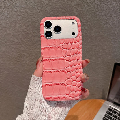 Glossy Crocodile Leather Case for iPhone 11-17 Air Pro Max Plus Frameless
