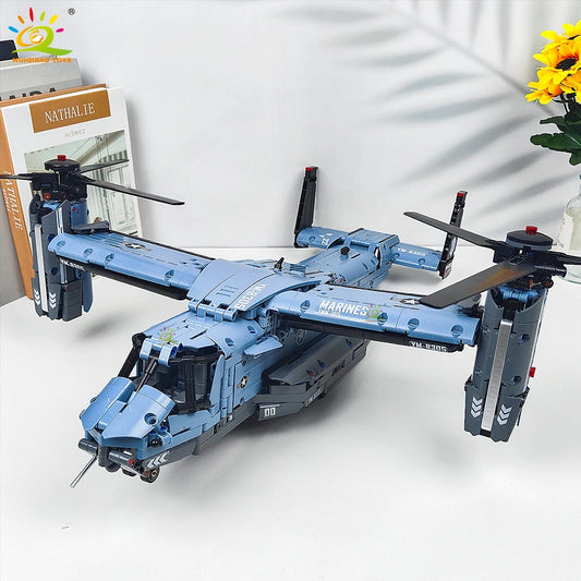 1389PCS Building Block V-22 Tiltrotor Helicopter Model Toy Set
