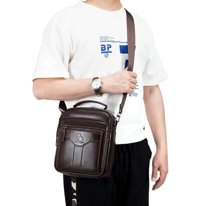 Men’s Crossbody Bag Retro Leather Shoulder Bag Fashion Top Layer Cowhide Satchel
