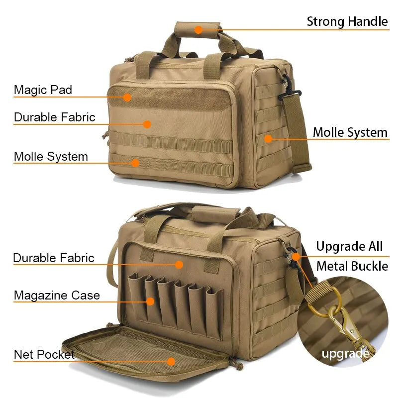 Gun Range Storage Bag Molle System Outdoor Hunting Accessory Nylon Gun Tactical Case Bags Pistol Tool Shoulder Pack Sniper Black-EXPROTAS