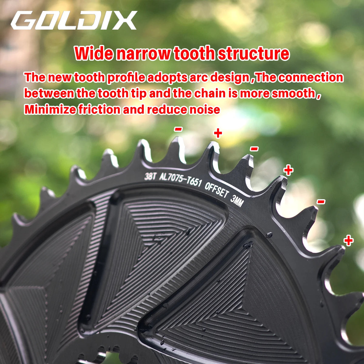 Narrow Wide Chainring 3-Bolt 3mm Offset for Goldix MTB Road Crankset