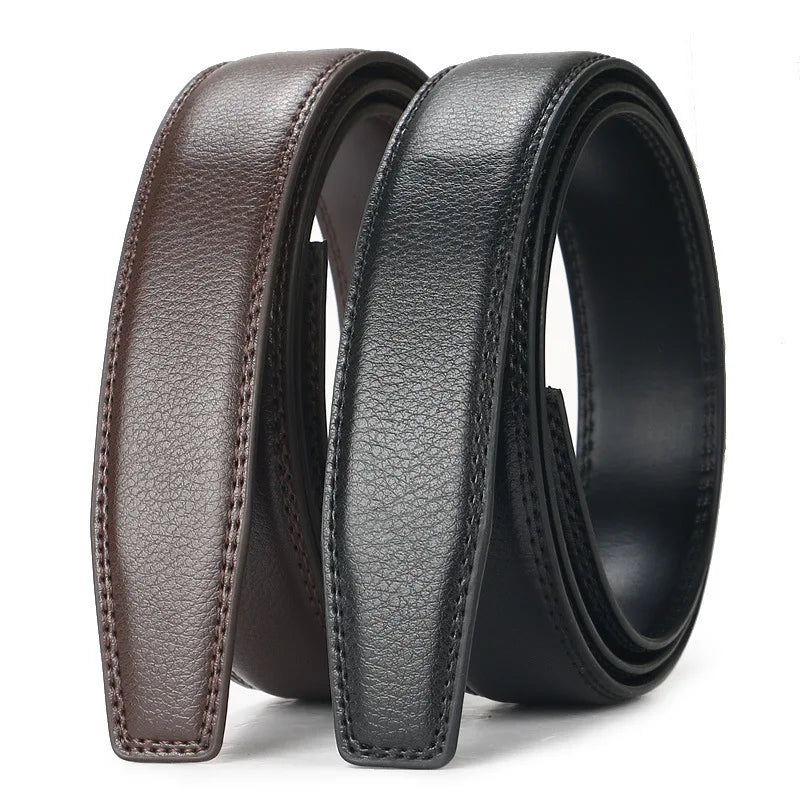 Automatic Buckle Belt Leather Ratchet Adjustable Men Black Brown Strap