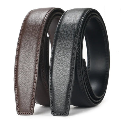 Automatic Buckle Belt Leather Ratchet Adjustable Men Black Brown Strap