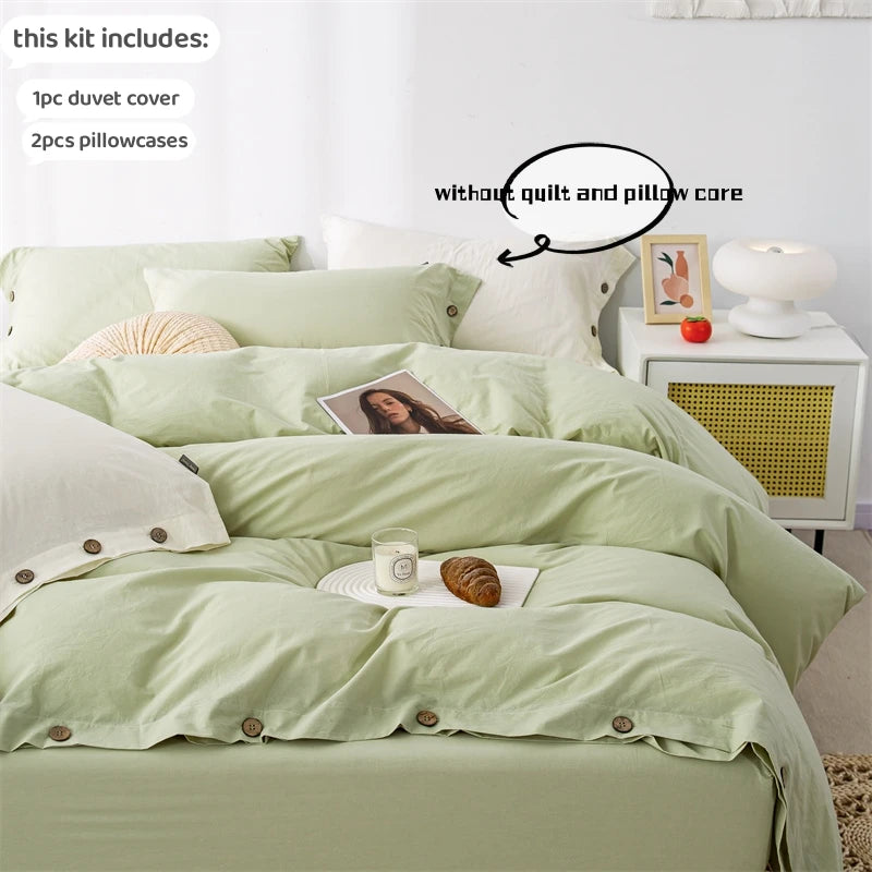 3pcs Double Duvet Cover King Size 100% Cotton Bedding Quilt Covers 220x240