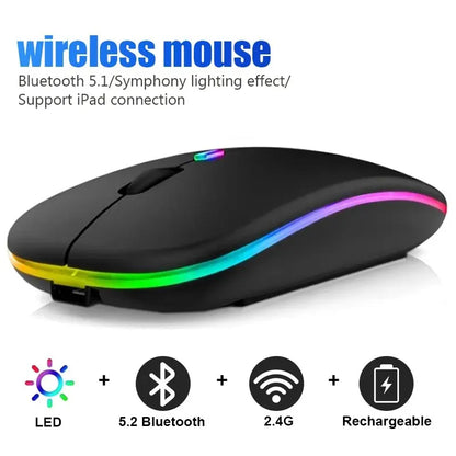 RGB Wireless Bluetooth Mouse 3600DPI LED Rechargeable for PC Laptop Gamer