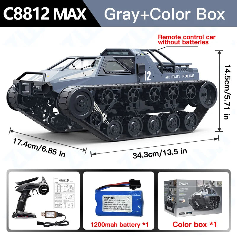 C8812 MAX RC Tank Car LED Light Full Scale Drift Off-Road Remote Control Toy