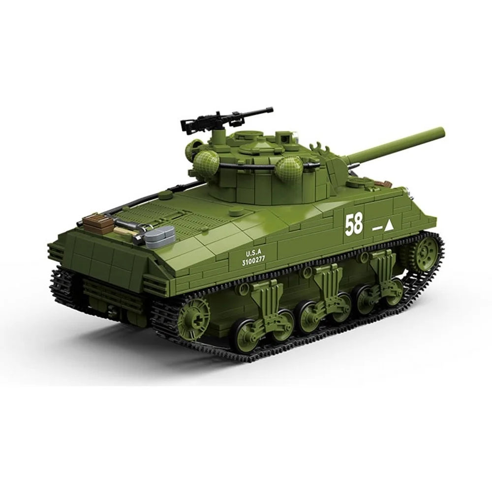 Building Block M4A3 Sherman Tank Model 105mm Plastic Toy Christmas
