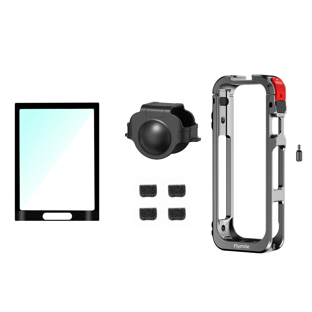 Flymile X5 Metal Cage Case for Insta360 X5 Aluminum Frame Lens Cover